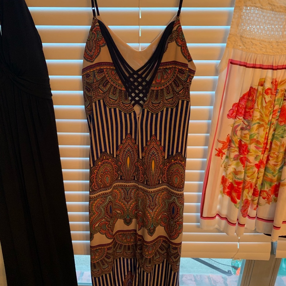 Printed fun open back maxi